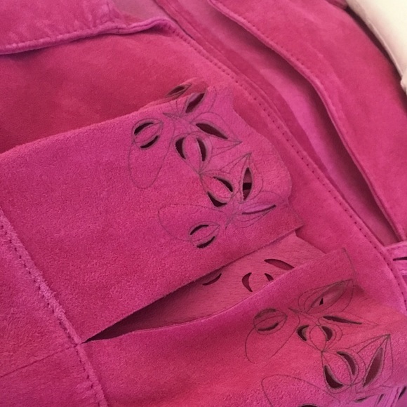 ☃️ Pink Suede Jacket Top Size M - Picture 12 of 13